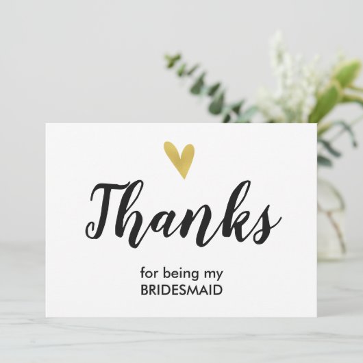 私の新婦付添人カードがあることへの金ゴールドのハート|の感謝 サンキューカード (スタンド正面)