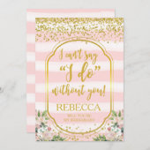 私の新婦付添人カードピンクおよび金ゴールドです 招待状 (正面/裏面)