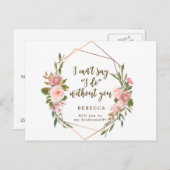 私の新婦付添人カード幾何学的な花模様です インビテーションポストカード (正面/裏面)