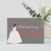 私の新婦付添人カード白いデザインの凝った服です 招待状 (スタンド正面)