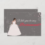 私の新婦付添人カード白いデザインの凝った服です 招待状 (正面/裏面)