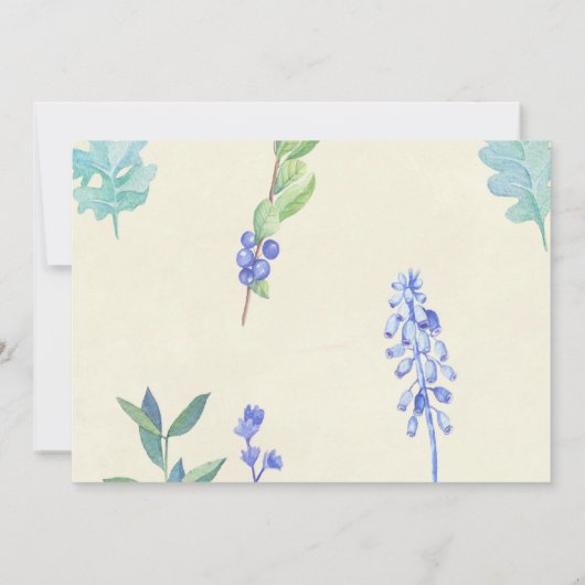 私の新婦付添人カード青い花のアイボリーです 招待状 (裏面)