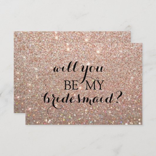 私の新婦付添人カード-すてきなRoseGold Glitです 招待状 (正面/裏面)