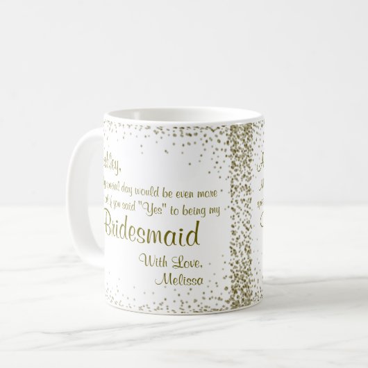 私の新婦付添人|の金ゴールドの紙吹雪があって下さい コーヒーマグカップ (正面左)