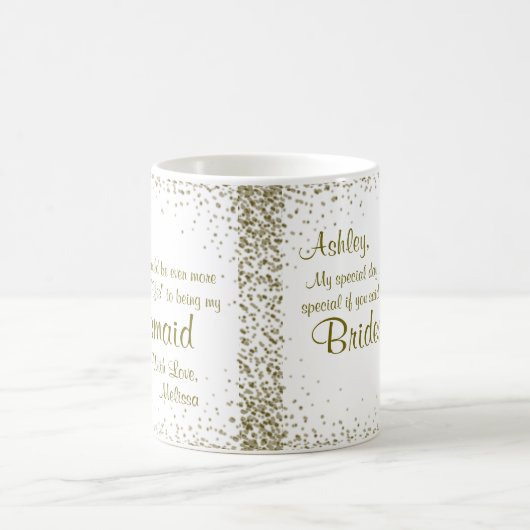 私の新婦付添人|の金ゴールドの紙吹雪があって下さい コーヒーマグカップ (中央)