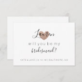 私の新婦付添人-中心のすてきなばら色の金ゴールドです 招待状 (正面/裏面)