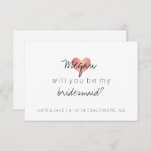 私の新婦付添人-中心の魅力的なピンクです 招待状 (正面/裏面)