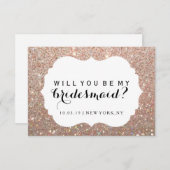 私の新婦付添人-服を着たばら色の金ゴールドのすてきです 招待状 (正面/裏面)