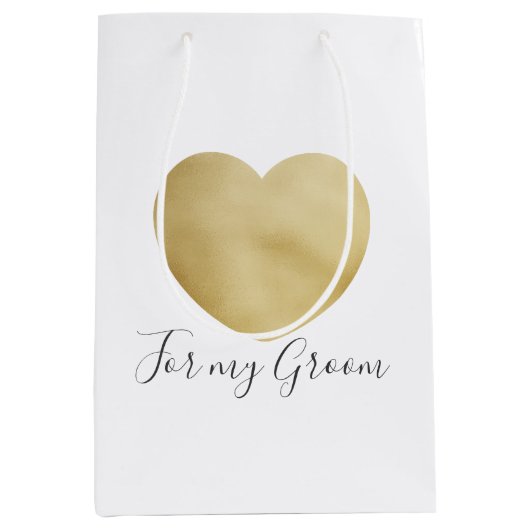 私の新郎のギフトバッグのため ミディアムペーパーバッグ (正面)
