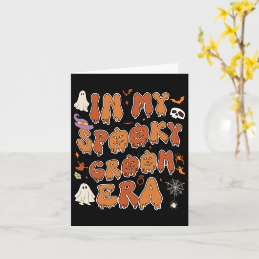 私の新郎不気味時代ハロウィーンの結婚ビシェルで カード (黄色い花)