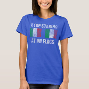 私の旗イタリアを凝視するかわいくガーリーでイタリアンな停止 Tシャツ