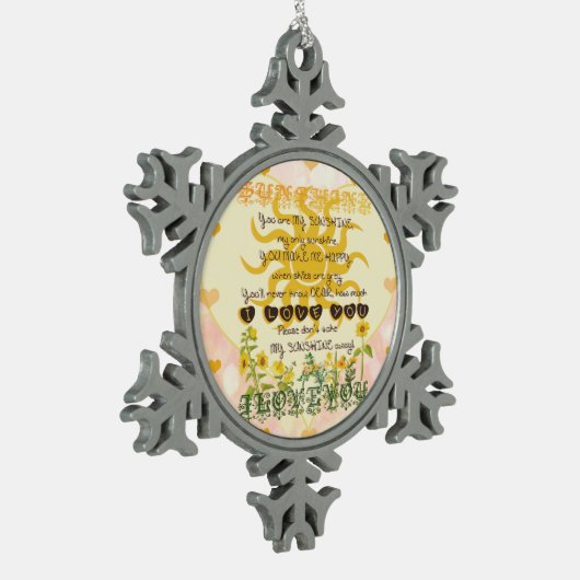 私の日光のハートです スノーフレークピューターオーナメント (左)