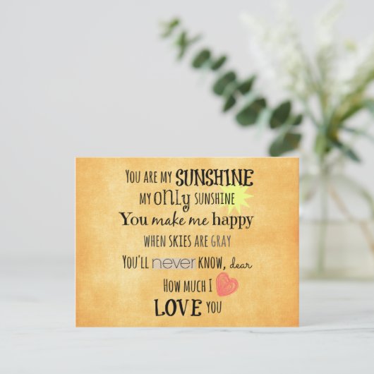 私の日光の単語の芸術のタイポグラフィです ポストカード (スタンド正面)