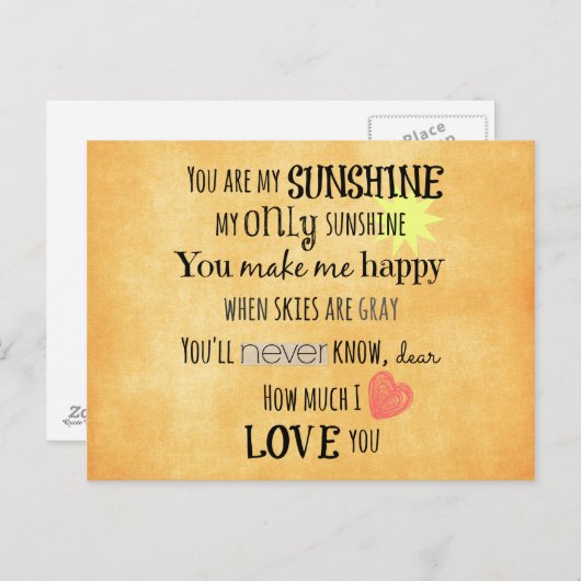 私の日光の単語の芸術のタイポグラフィです ポストカード (正面/裏面)