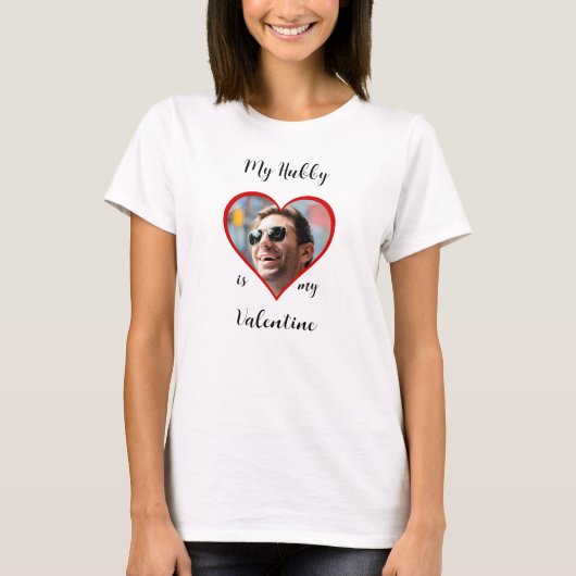 私の旦那は私のバレンタイン Photo Love Heart Tシャツ (正面)
