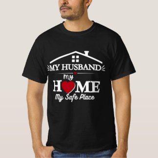 私の旦那様 私の家 私の安全地帯 ブラックTシャツ Tシャツ