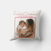 私の時代に私たちの初めてのクリスマスは松の黒 クッション (裏面)