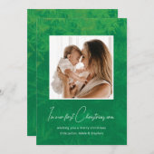 私の時代に私たちの初めてのクリスマスは緑と赤の松 シーズンカード (正面/裏面)