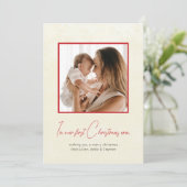 私の時代に私たちの初めてのクリスマスベージュと赤 シーズンカード (スタンド正面)