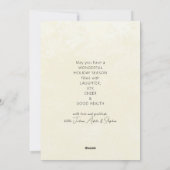 私の時代に私たちの初めてのクリスマスベージュと赤 シーズンカード (裏面)