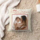 私の時代に私たちの初めてのクリスマスベージュパイン雪 クッション (ブランケット)