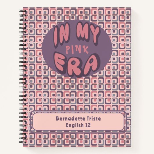 私の時代の名前ミッドセンチュリーモダンピンパープル ノートブック (正面)