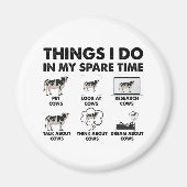 私の暇な時間で行うこと農家牛のギフト牛 マグネット (正面)