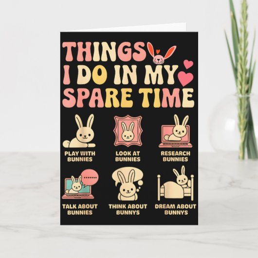 私の暇な時間にやる面白いこと ウサギの女の子 カード (正面)
