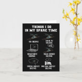 私の暇な時間にウィンタースポーツのスキーをすることは カード (黄色い花)