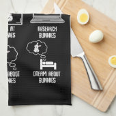 私の暇な時間に私がやることバニー・ラビット キッチンタオル (四つ折り)