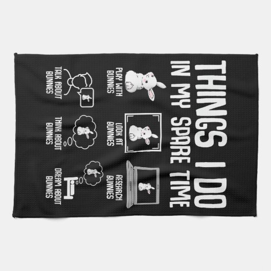 私の暇な時間に私がやることバニー・ラビット キッチンタオル (横)