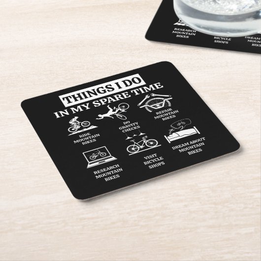 私の暇な時間に行うこと – MTBマウンテンバイク スクエアペーパーコースター (アングル)