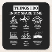 私の暇な時間に行うこと – MTBマウンテンバイク スクエアペーパーコースター (正面)