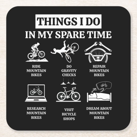 私の暇な時間に行うこと – MTBマウンテンバイク スクエアペーパーコースター (正面)