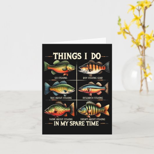 私の暇な時間の魚釣り魚釣りでおもしろいやること カード (黄色い花)