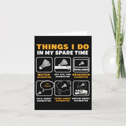 私の暇な時間バドミントンでやることおもしろい カード (正面)