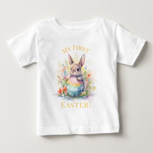 私の最初のイースターかわいいバニー ベビーTシャツ (正面)