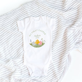 私の最初のイースターかわいい水の色のベビーボディスーツ ベビーボディスーツ