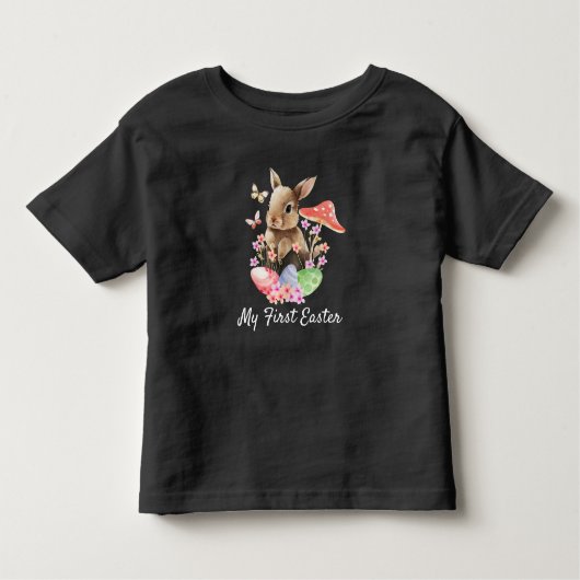 私の最初のイースターウォーターカラーバニー幼児Tシャツ トドラーTシャツ (正面)