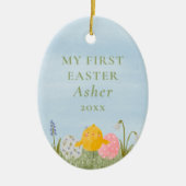 私の最初のイースターカスタムかわいい水の色のオーナメント セラミックオーナメント (正面)