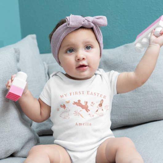 私の最初のイースターガールボディスーツ ベビーボディスーツ