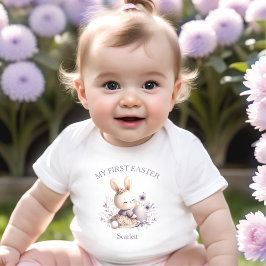私の最初のイースターバニーの女のパーソナライズされた子の名前 ベビーボディスーツ