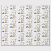 私の最初のイースターバニーは子供の名前のギフトを追加 ラッピングペーパー (フラット)