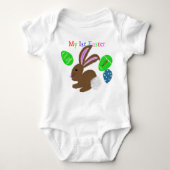私の最初のイースターバニーウサギの名前 ベビーボディスーツ (正面)