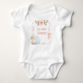 私の最初のイースターピンクのベビーガール ベビーボディスーツ (正面)