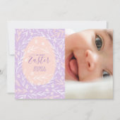 私の最初のイースター薄紫&ピーチピンクベビーフォトカード シーズンカード (正面)