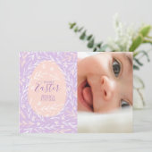 私の最初のイースター薄紫&ピーチピンクベビーフォトカード シーズンカード (スタンド正面)
