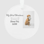 私の最初のクリスマスのペット動物の写真の名前と年と骨 オーナメント (裏面)