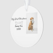私の最初のクリスマスのペット動物の写真の名前と年と骨 オーナメント (正面)