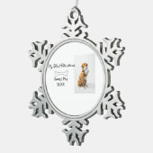 私の最初のクリスマスのペット動物の写真の名前と年と骨 スノーフレークピューターオーナメント (右)